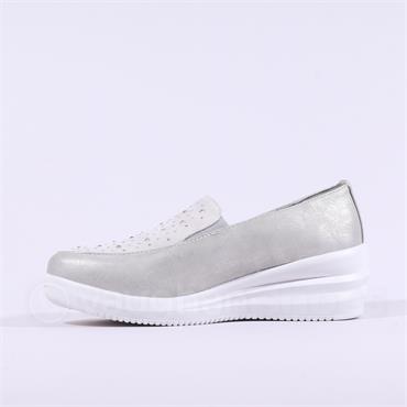 Heavenly Feet Diamante Detail Loafer - Silver
